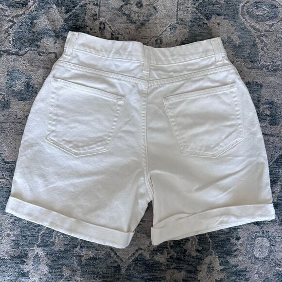 Vintage denim high rise mom shorts cuffed cream white - Picture 11 of 11